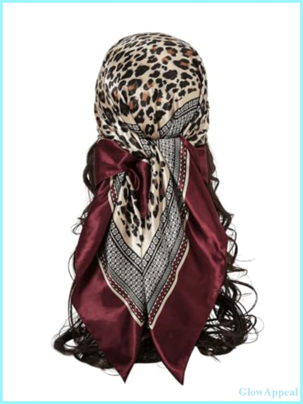 Women's Leopard Print Satin Scarf Square Hair Wrapping Silk-like Scarf